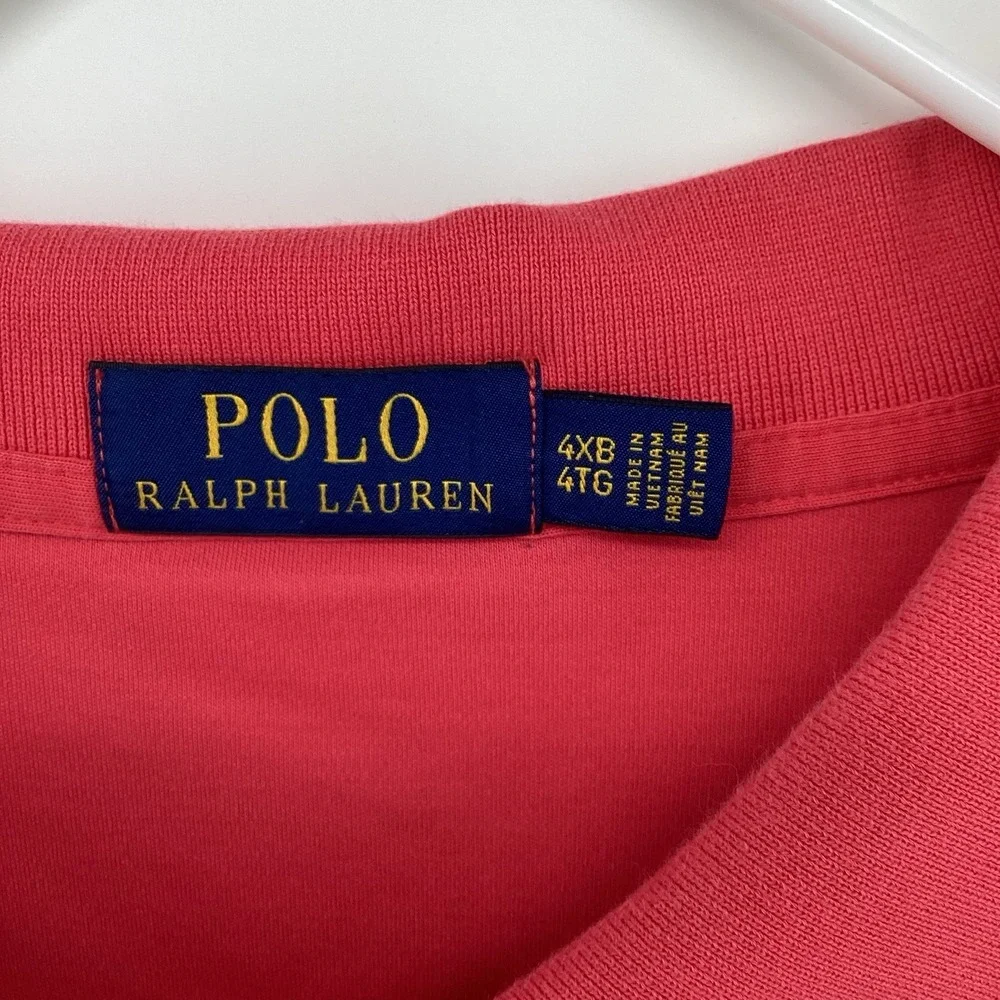 Mens Polo Ralph Lauren‎ Big And Tall Short Sleeve Golf Polo- Salmon - 4XB